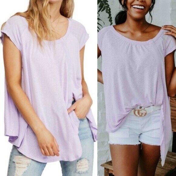 Free People Women's Keep It Casual Tee - Light Purple (M) - Picture 1 of 6